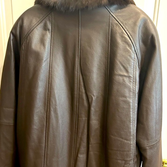 Midnight Velvet women’s soft leather zip Rabbit Fur Collar jacket X-Large #87709 - Picture 3 of 14